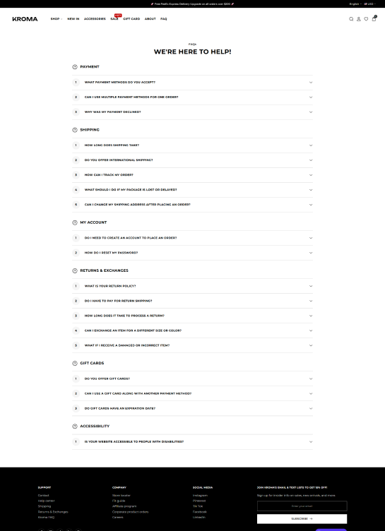 FAQs Page